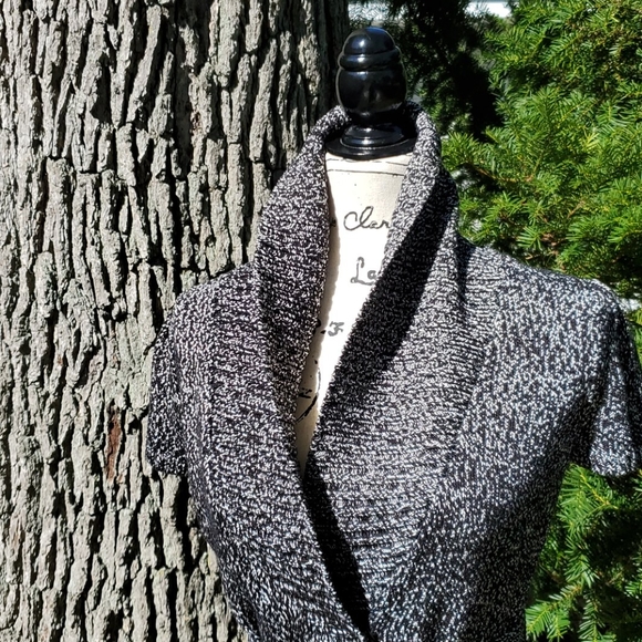 INC ▪ Silk Wrap Cardigan w/ Tie, Shawl Collar - Picture 3 of 12